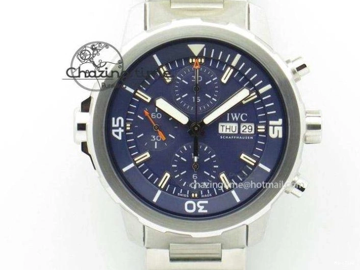 MIROTIME 0409 Pilot Chrono SS IW387809 ZF 1:1 Best Edition Silver Dial Blue Numbers On Blue Leather Strap A Lightweight 7263